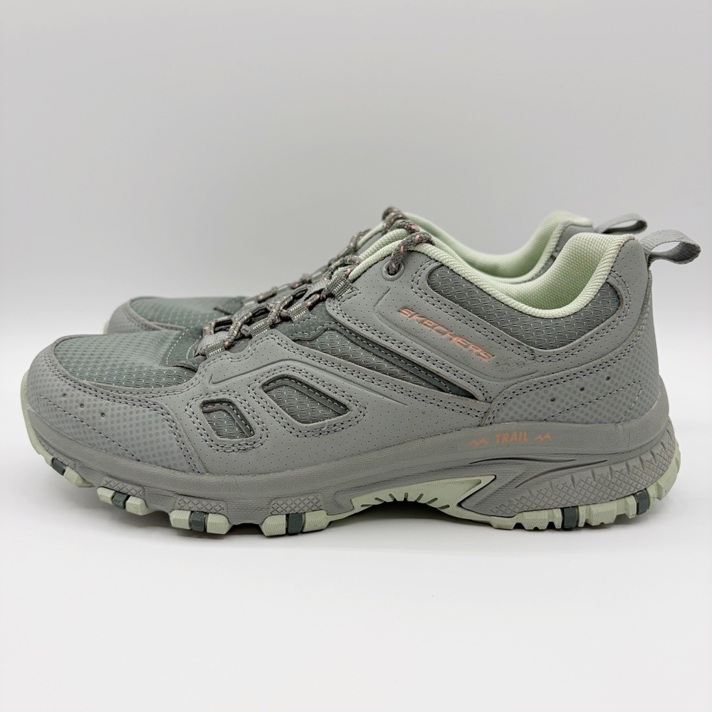 Skechers Hillcrest Trail Running Shoes Women 8 Wide Green Memory Foam Hikers